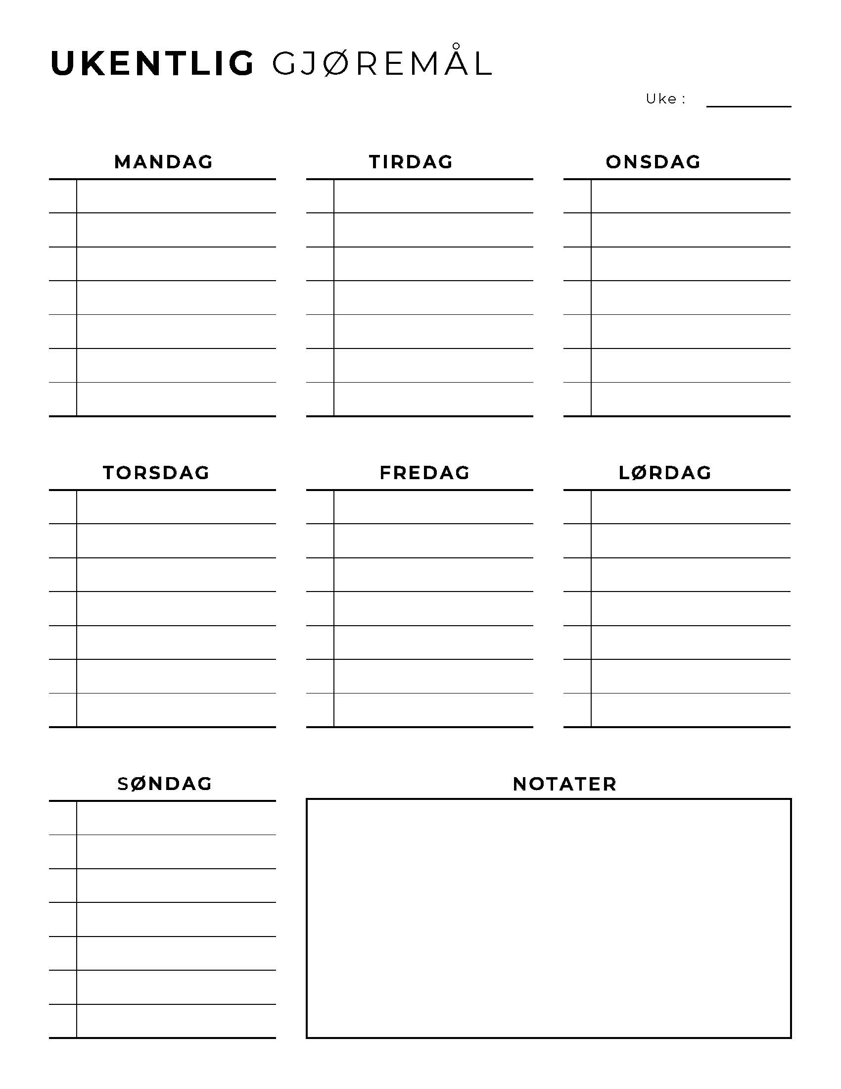Ukentlig Gjøremål