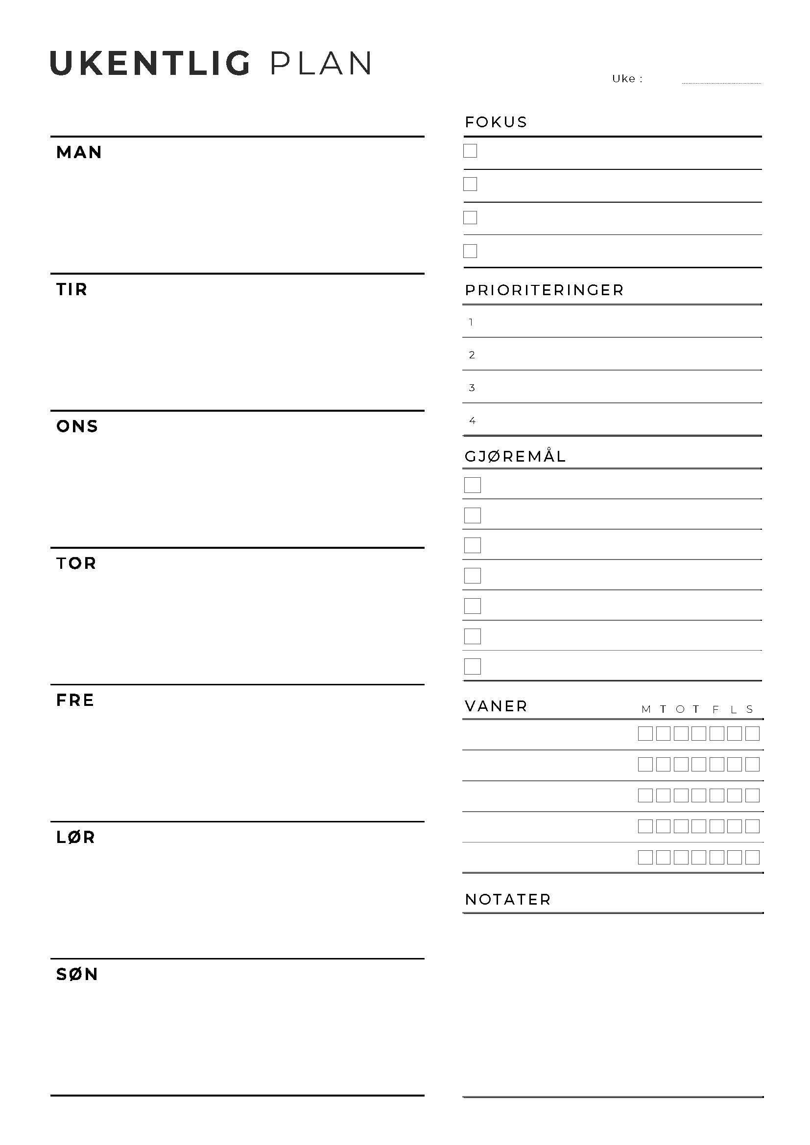 Ukentlig Planlegger
